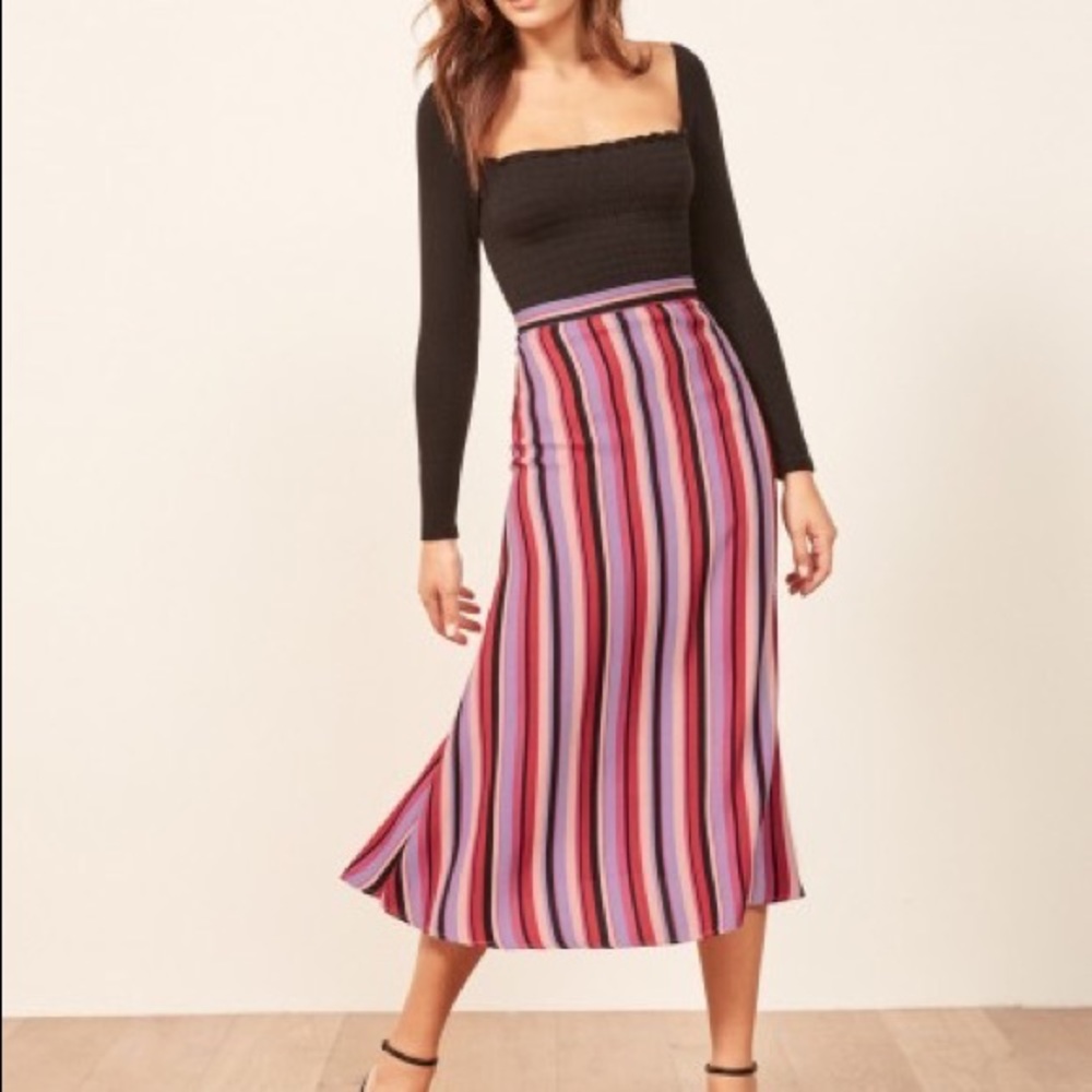Reformation Bea Midi Skirt In Luisa Stripe